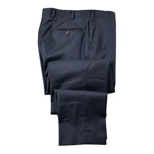 Suit Supply Navy Striped Bresica Pure Wool Flat Front Mens Trouser Size 32x30